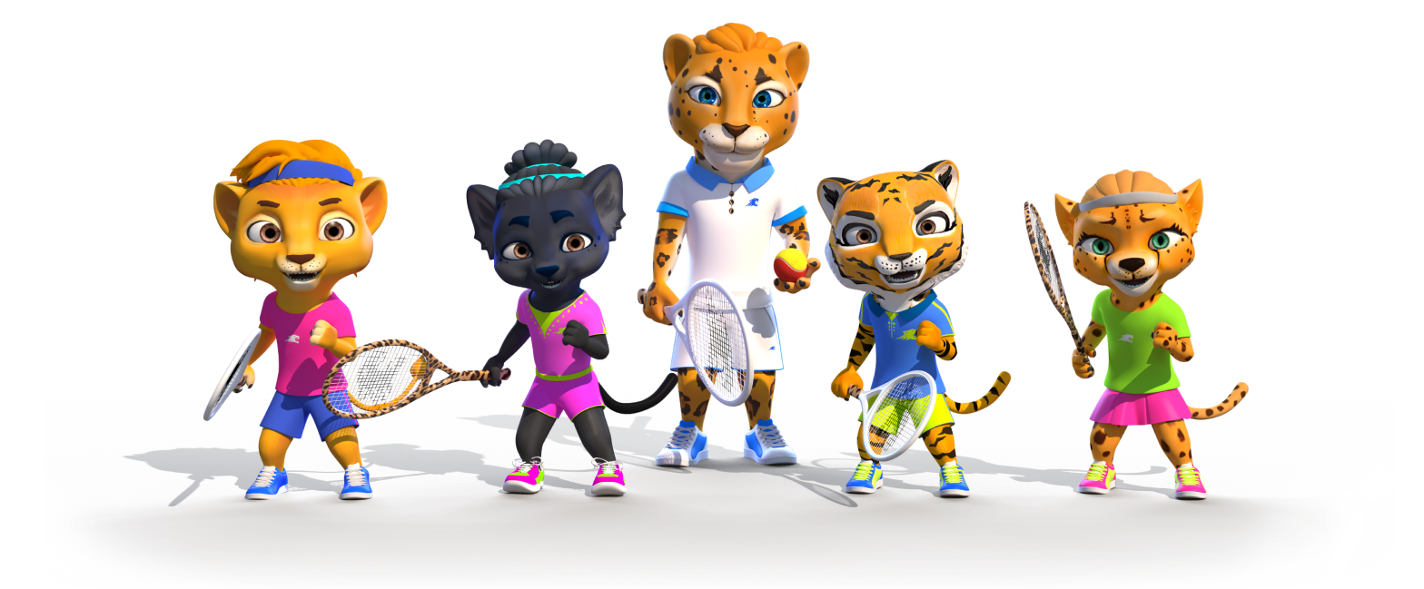 COMOOON! characters: Gabby, Terry, coach Taylor, Tiggy and Larry